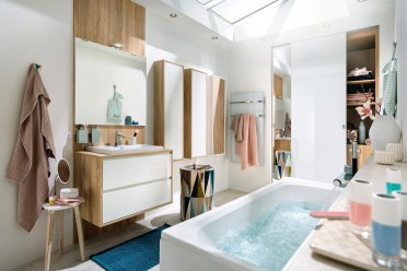 salle de bain bois ambiance scandinave mobalpa