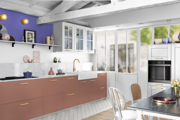 Evier et plaque de cuisson intégrés au plan de travail 