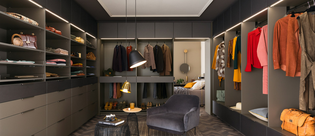Walk-in wardrobe Kiffa - Lounge Trend Basalt matt varnished VP