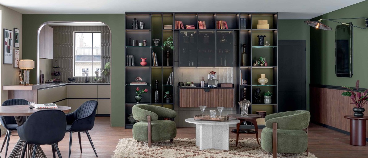 Libreria Ambiente Elevación sensorial Lacado negro mate