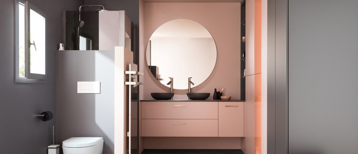 Modern bathroom Kiffa Model - Velvet Trend Tamaris pink gloss lacquer VP