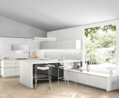 cuisine blanche marbre blanc mat
