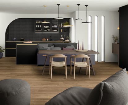 cuisine noire murs blancs