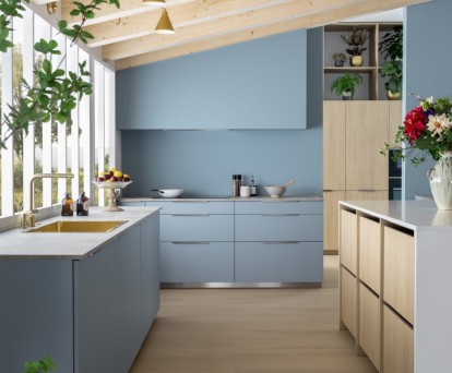 cuisine bleue et bois