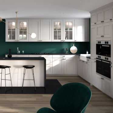 Kitchen Eole Model - Emerald Trend White matt U-shaped with island LM