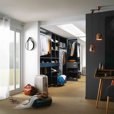 Walk-in wardrobe Gaïa &amp; Kiffa Model - Odyssey Trend Black Graphite satin LM