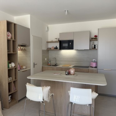 cuisine beige ilot