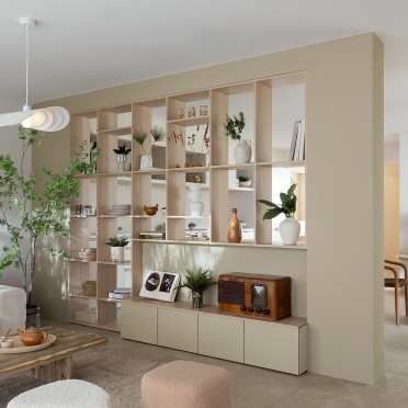 Bibliothèque Ambiance Organic modern Claustra Chêne Alba mobile BE