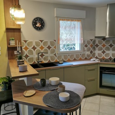 cuisine en L chêne vert