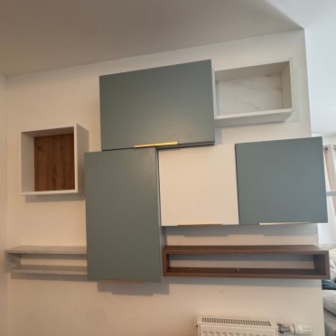 Mobalpa; meubles cuisine; vert; blanc; bois; moderne; design