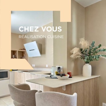Réalisation cuisine Mobalpa bois et beige à Varennes-lès-Mâcon