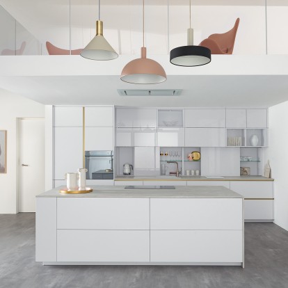 Cocina blanca moderna ambiente minimalista