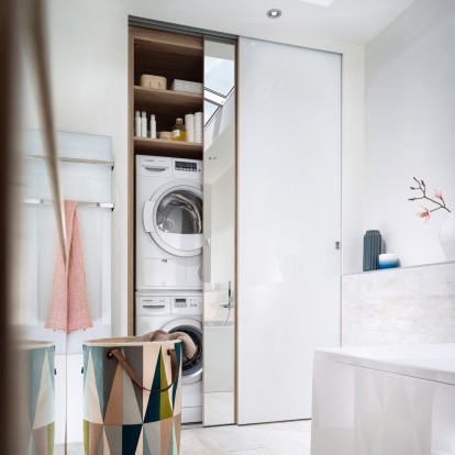 Rideau De Placard Coulissant Sur Mesure - Anti-Poussière, Installation Facile Sans Perçage, Pour Étagère/Armoire Ouverte