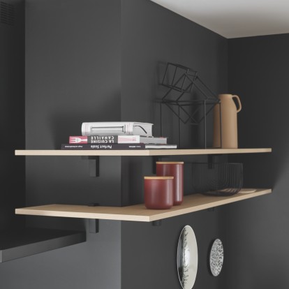 étagère bois fixations noires