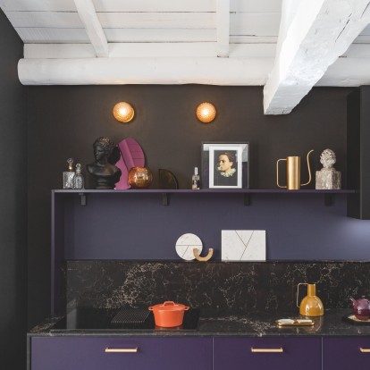 étère murale cuisine violette