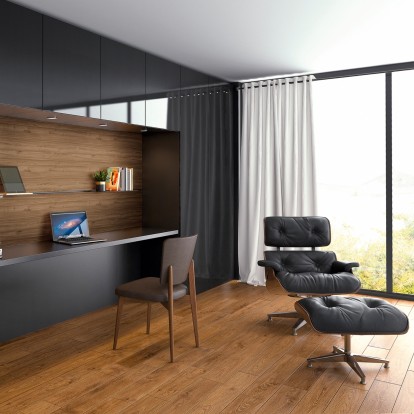 bureau noir et bois