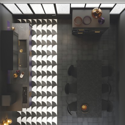 cuisine noire vue haut