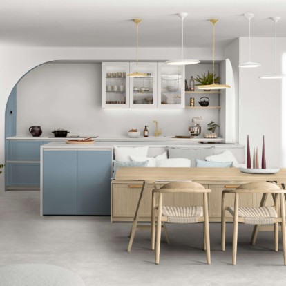 cuisine bleue et bois