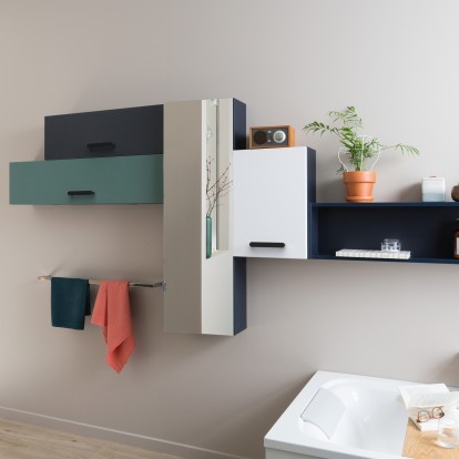 composition murale rangements salle de bains